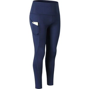 Leggings da yoga blu navy a vita alta con tasche laterali e vestibilità a compressione