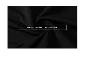 Detailed fabric texture of 85% Polyester and 15% Spandex black breathable sports leggings