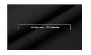 Close-up of black ribbed sports fabric made of 90% polyester and 10% spandex