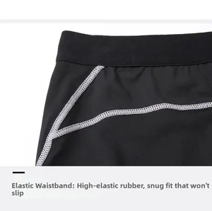 Macro shot of elastic waistband on men's sports leggings with durable stitching