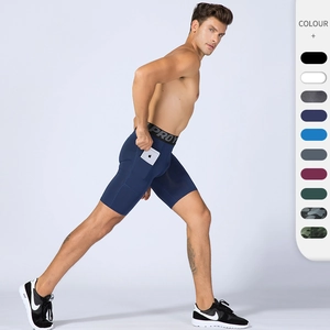 Pantaloncini a Compressione Professionali da Uomo Con Tasca Laterale per Telefono Cintura Elastica Con Lettere Pantaloncini da Corsa