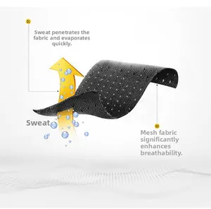 Detail of breathable pinhole mesh fabric showing moisture-wicking and quick-dry technology