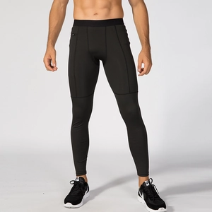 Pantaloni a compressione sportivi da uomo con tasca a zip, asciugatura rapida ed elastici