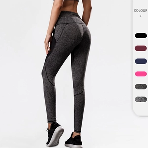 Women High Waist Yoga Pants With Mesh Pocket Quick Dry Fitness Running Tights Elastic Compression Athletic Leggings Workout Bottom