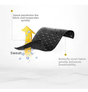 Detail of black butterfly mesh fabric showing high breathability and moisture wicking