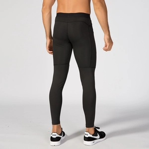 Leggings compressivi neri da uomo ad alta elasticità per corsa e allenamento pro
