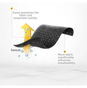 Macro detail of breathable pinhole mesh fabric showing sweat evaporation and airflow