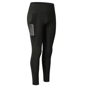 Women's high waist yoga leggings with mesh pocket for phone and slim fit stretch