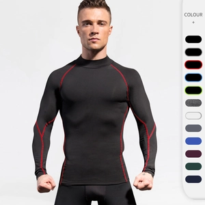 Men's Sports Compression Long Sleeve T-Shirt Quick Dry Fitness Running Top Breathable Elastic Gym Tight Training Wear