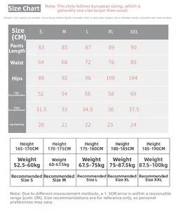 Detailed size chart for men's sport compression leggings showing S to XXL measurements