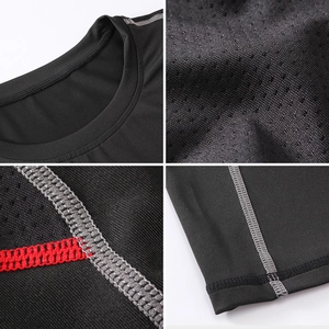 Men's breathable mesh compression t-shirt for fitness with contrast stitching details