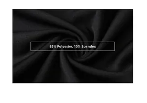 Vue macro détaillée du tissu tricoté noir composé de 85 % polyester et 15 % élasthanne