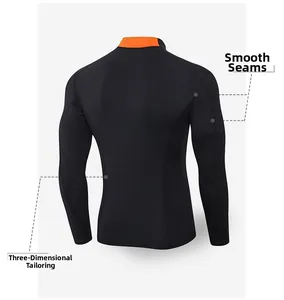 Détail des coutures plates et de la coupe ergonomique d'un haut de compression pour hommes