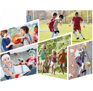 Collage of kids wearing quick-dry athletic pants for soccer, basketball and running sports