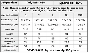 Size chart for women's long sleeve sports jacket showing measurements from S to XXL
