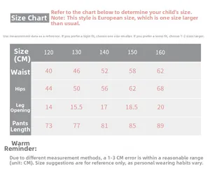 Detailed size chart for boys athletic compression pants with European sizing guide