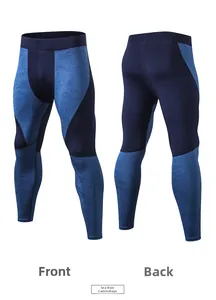 Front and back views of men's compression pants in sea blue camouflage pattern