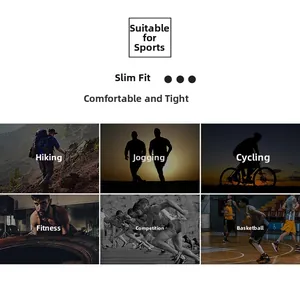 Tight fit athletic long sleeve showing multiple sports scenes including running and gym