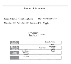 Detailed material specifications for high-elasticity quick-dry men's compression pants