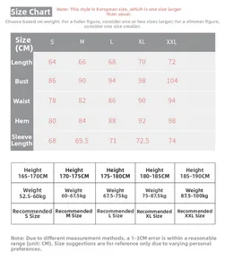 Men's athletic long sleeve shirt size chart with measurements for S to XXL sizes