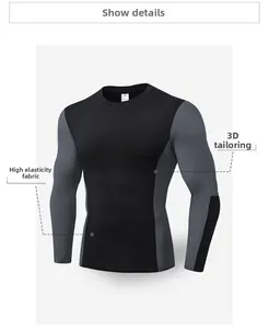 Détails du tissu haute élasticité et de la coupe 3D du t-shirt de compression homme