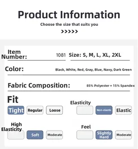 Size chart for men's compression shorts showing polyester blend and fit details