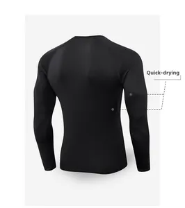Detail view of quick-dry compression shirt for men with raglan sleeves and ergonomic stitching