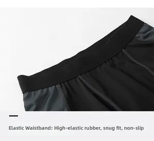 Close-up of high-elastic waist of men's compression pants with secure non-slip texture