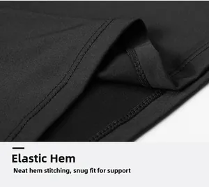 Detailed close-up of elastic hem with durable double-needle stitching on gym t-shirt