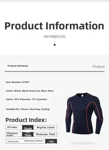 Navy compression shirt size chart and technical fabric details for men sports