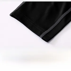Close-up of high-elasticity fabric texture and flatlock stitching on men's sport leggings
