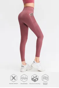 Détail de la poche latérale du legging yoga taille haute pour ranger un téléphone