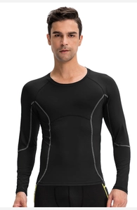 Detail of high-elasticity quick-dry fitness top with gray contrast stitching seams