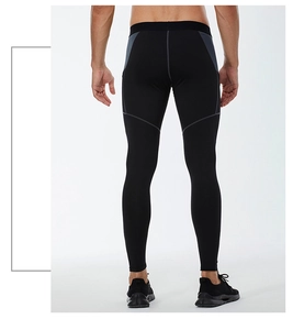 Rear view of men's compression pants with high elastic waist and side pocket detail
