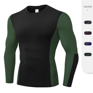 T-shirt de Compression Sport Homme Manches Longues Haute Élasticité Séchage Rapide Haut pour Course Gym Fitness