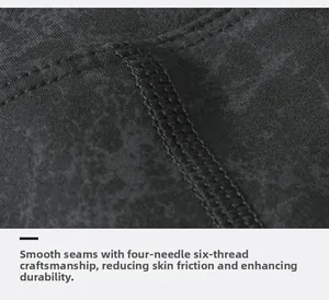 Macro detail of flatlock stitching on seamless yoga pants for friction reduction