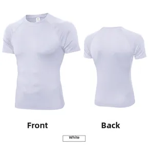 Front and back detail of white compression shirt with quick-dry breathable fabric