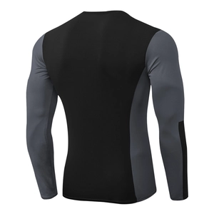 T-shirt de compression sport à manches longues pour hommes en tissu séchage rapide noir