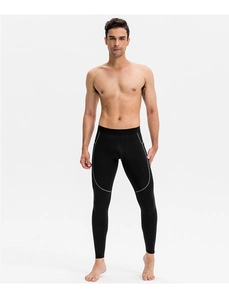 Pantalon de compression pour homme avec coutures grises et taille élastique