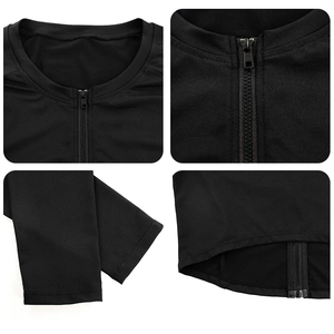 Dettagli della maglia yoga nera da donna con mezza zip, tessuto a maglia e polsini