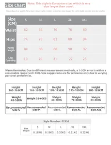 Tableau des tailles pour legging de yoga taille haute avec mesures de taille et hanches