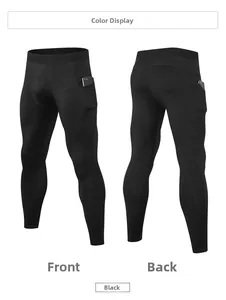 Pantalon de compression pour homme avec poches latérales pour téléphone et coutures