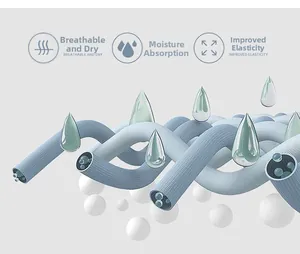 Diagramme 3D montrant la structure fibreuse respirante et élastique du pantalon de yoga
