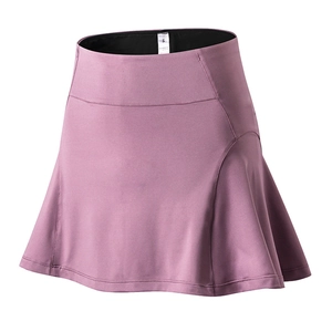 High-waisted purple tennis skirt with built-in liner for fitness and running yoga