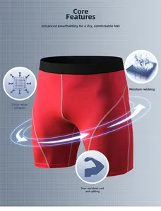Short de compression rouge avec stretch 4 directions, évacuation de l'humidité et anti-boulochage