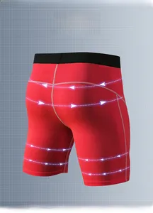 Short de compression rouge pour hommes avec coupe 3D et tissu élastique respirant
