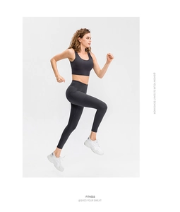 Ensemble legging de yoga taille haute anthracite et brassière en mouvement de course