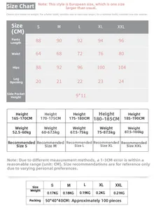 Tableau des tailles détaillé pour collants de sport homme avec mesures de hanches