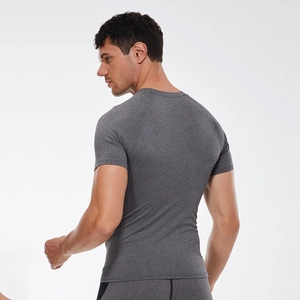 Men's quick-dry sport T-shirt in heather grey with raglan sleeves and slim fit design