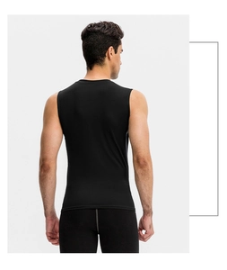 Rear view of black compression vest showing high elasticity fit and muscle definition